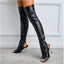 Womens Square Toe Cutout Over Knee Side Zip Cool Boots