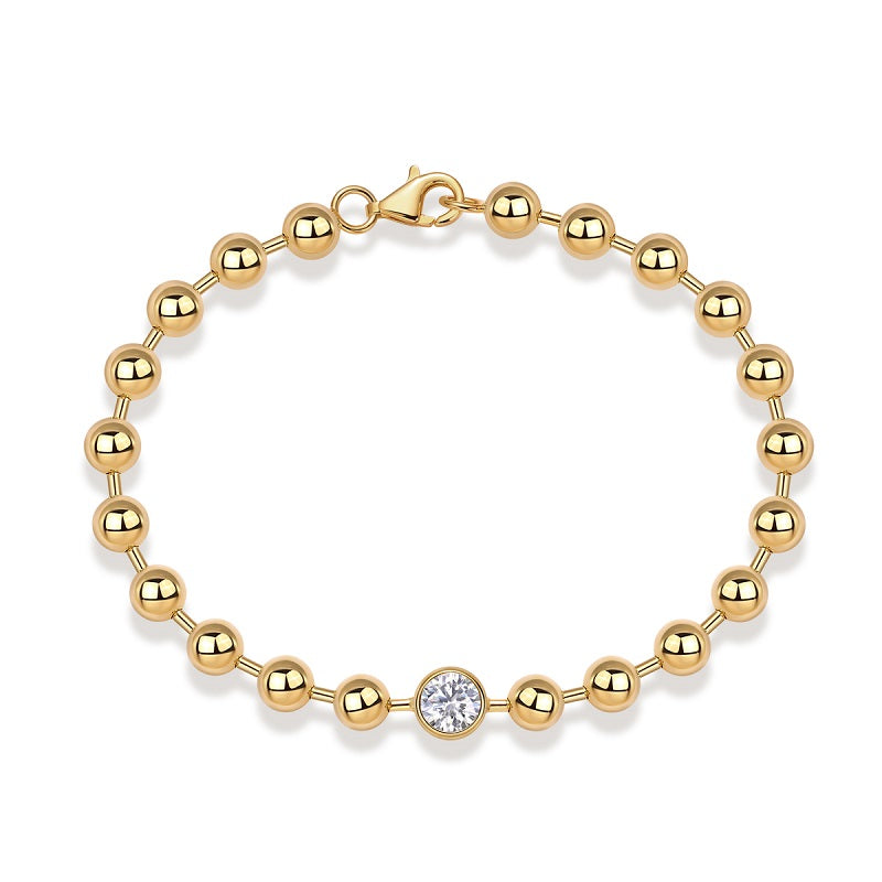 1-carat Luxury And Fashionable Light Luxury Trend Jewelry Silver Bracelet Set With Top-quality Moissanite, S925 Silver Electroplated With Gold Main image