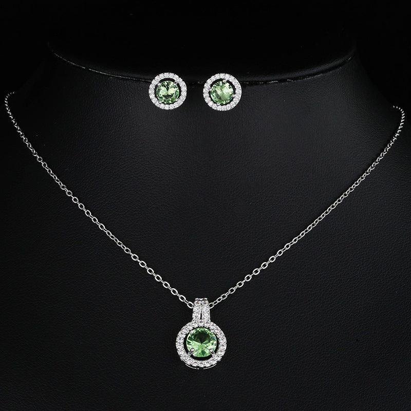 Two-piece Zircon Disc Necklace Set