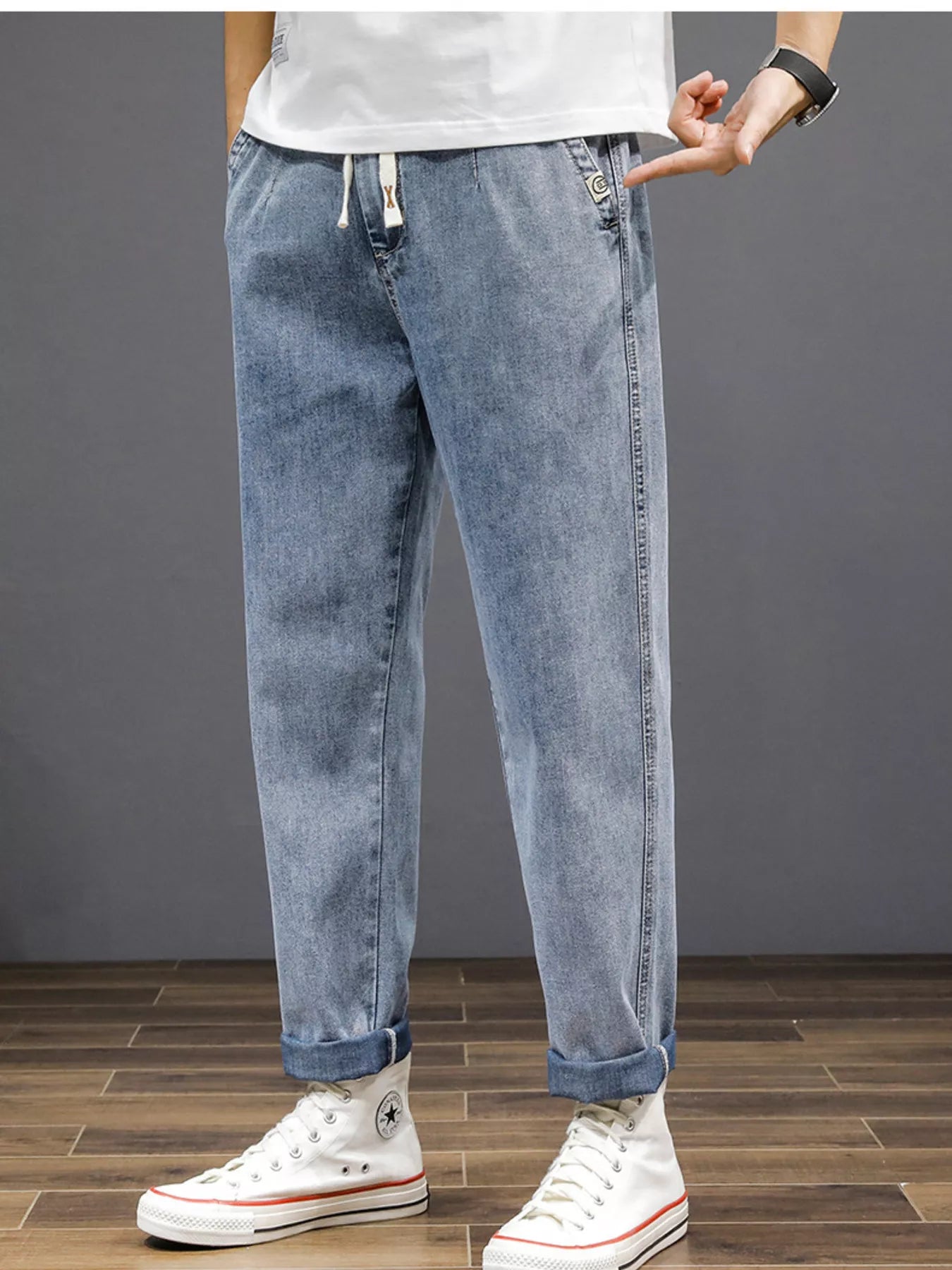 Men's Plus Size Casual Loose Fit Wash Jeans Secondary image