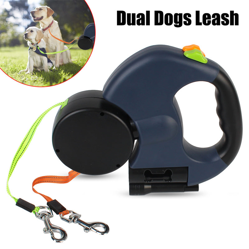 Retractable Dog Leash For Small Dogs Reflective Dual Pet Leash Lead 360 Swivel No Double Dog Walking Leash With Lights Pet Products Secondary image