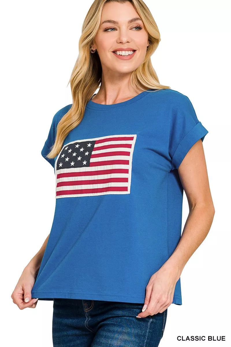 Zenana US Flag Round Neck Short Sleeve T-Shirt Secondary image