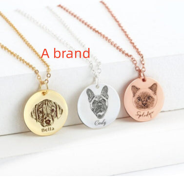 Single-side Customization Stainless Steel Pet Photo Graffiti Pendant Keychain Bracelet