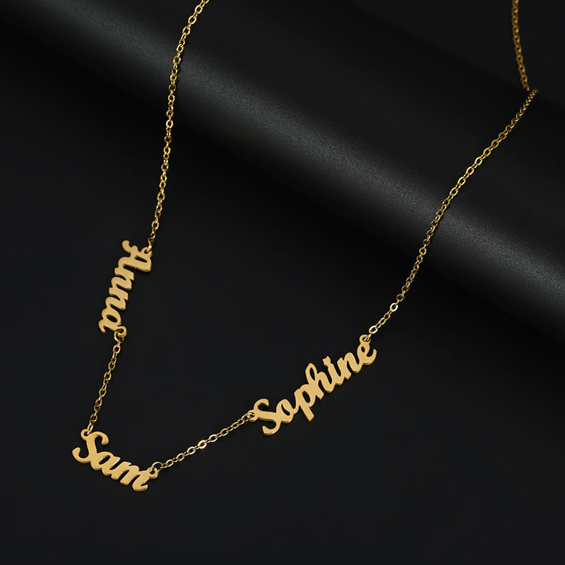 Personalized DIY Necklace With Name And Lock Steel Collar Chain Secondary image