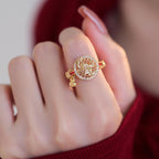 2026 New Year Light Luxury Zodiac Horse Ring, Rotatable  Adjustable Band