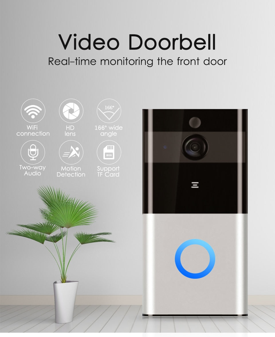 Marlboze 720P WIFI Visual Doorbell Wireless Intercom Doorbell PIR Motion Detection Night View SD card Video Smart Doorbell Ring Main image