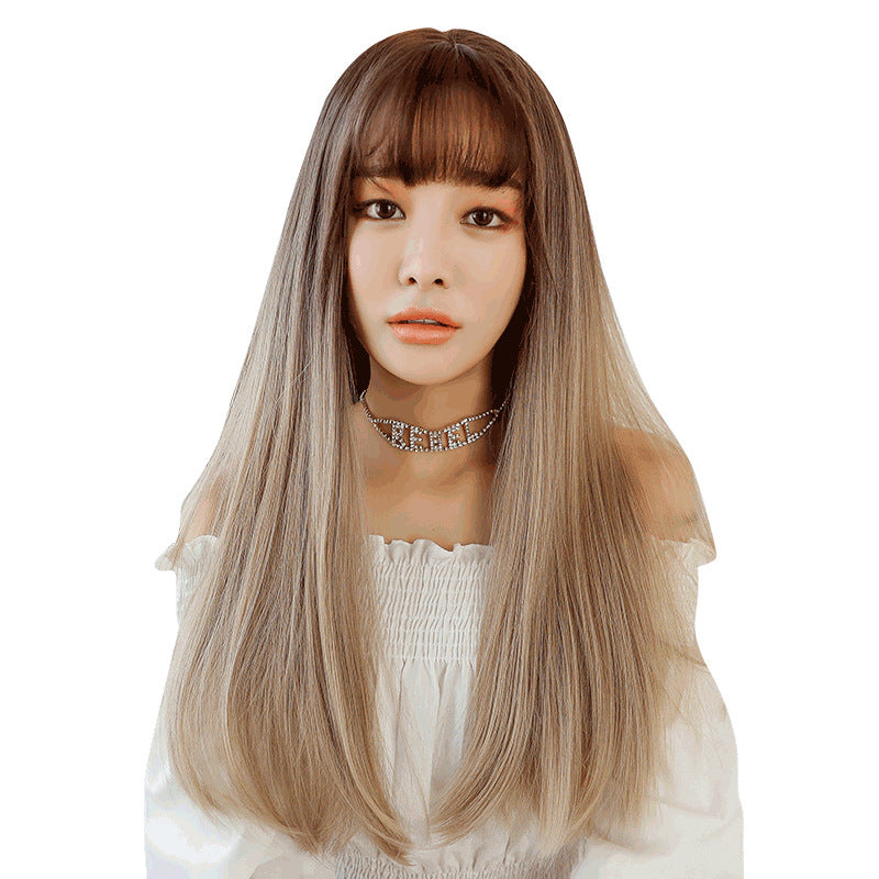 Fashion realistic hair long straight hair wig jiafa chemical fiber wig Secondary image