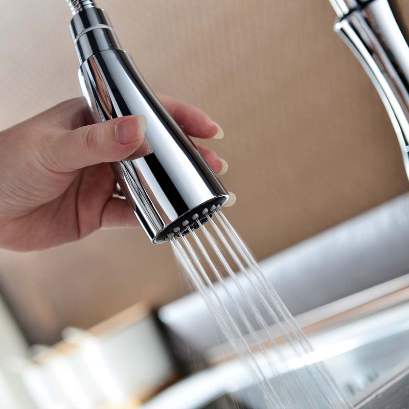 All Copper Rotatable Pull-Out Retractable Kitchen Faucet Secondary image