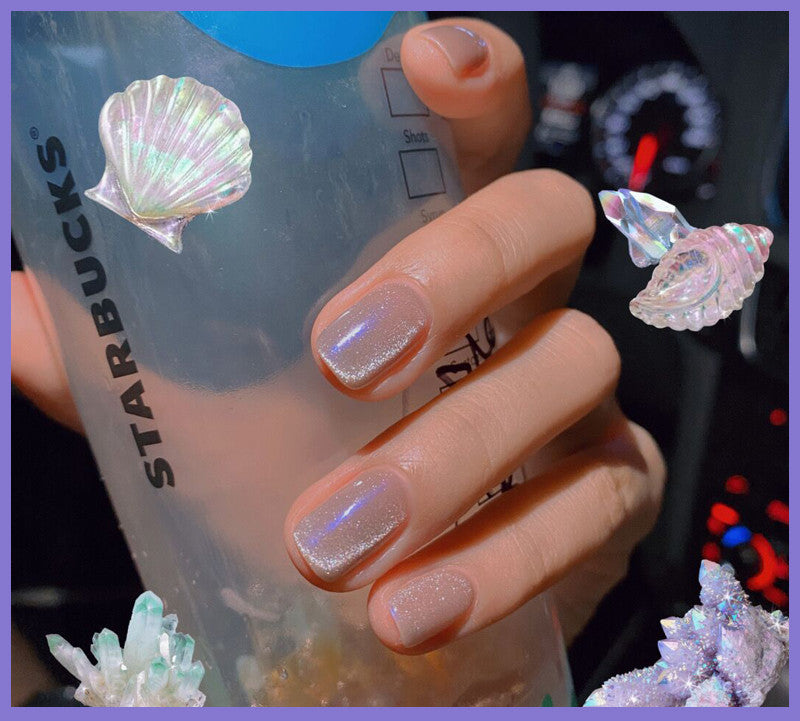 Milk Tea Crystal Stone Cat Eye Nail Polish Main image