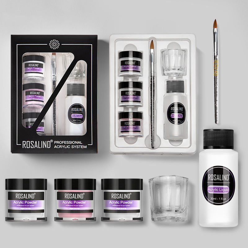 Nail Powder Acrylic System Kit Professional Nail Art Tool Set Contain Glass Cup Acrylic Liquid Extention Carving Manicure Main image