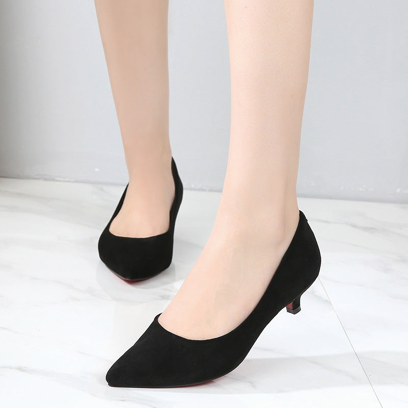 New Summer Large Size Women's Shoes 41-43 Stiletto Low Heel High Heels 3cm Pointed Toe Net Red Women's Singles Low Heel Main image