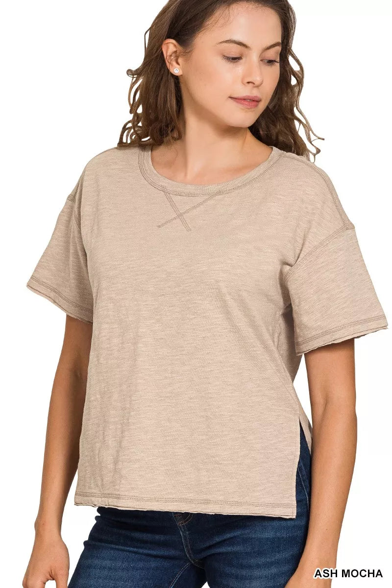 Zenana Cotton Slub Short Sleeve Tee Secondary image