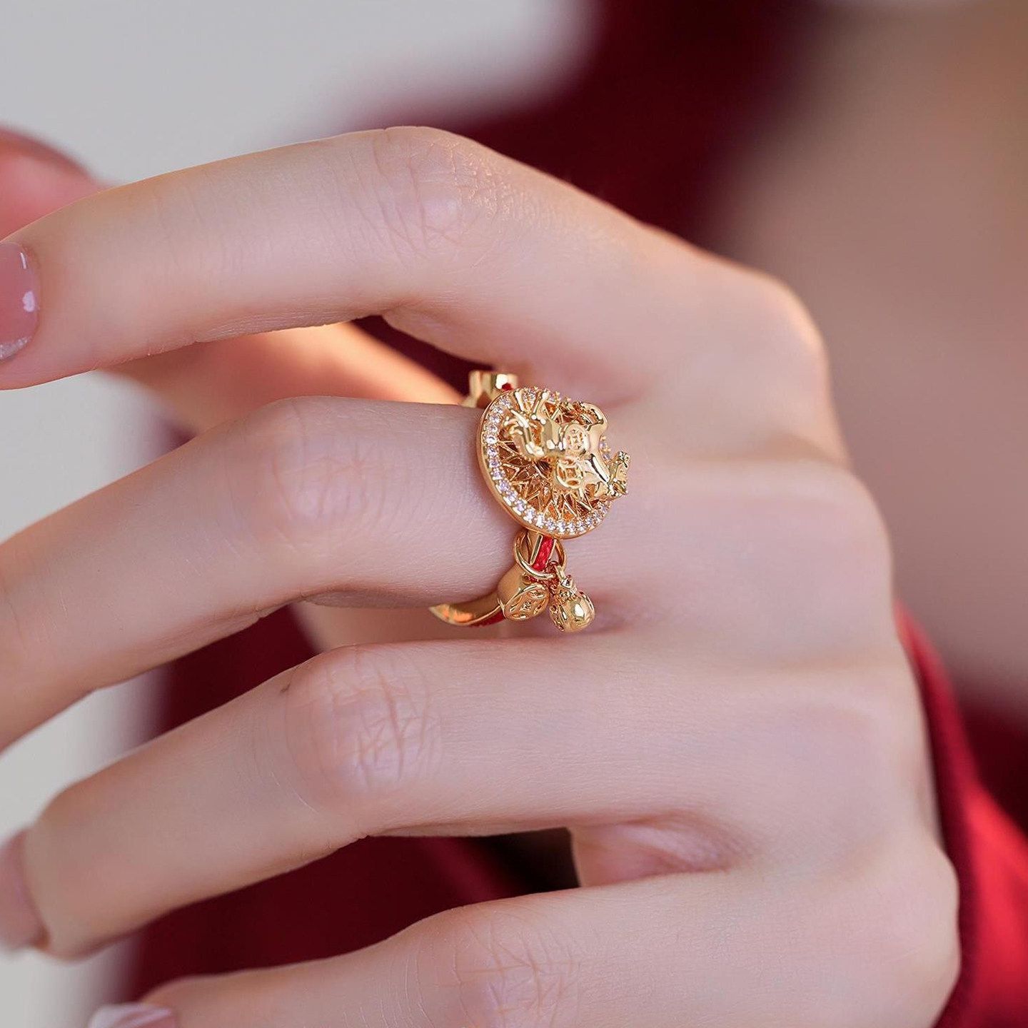 2026 New Year Light Luxury Zodiac Horse Ring, Rotatable  Adjustable Band