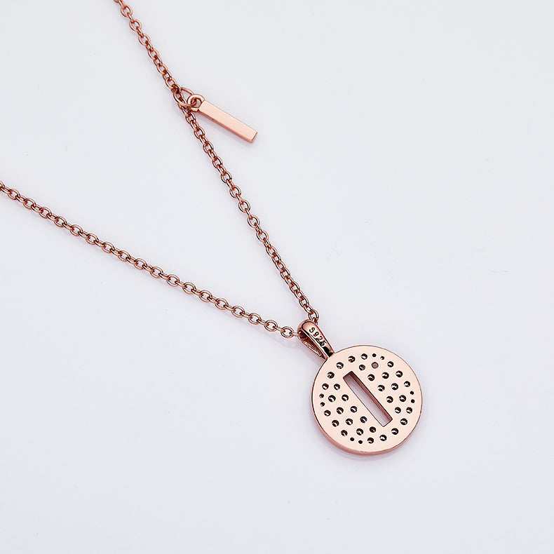 One Of The 26 Letters, I, Set With Top-quality Moissanite, Luxurious And Fashionable Light Luxury Trend Jewelry, Silver Necklace Pendant S925 Silver Electroplated Rose Gold Secondary image