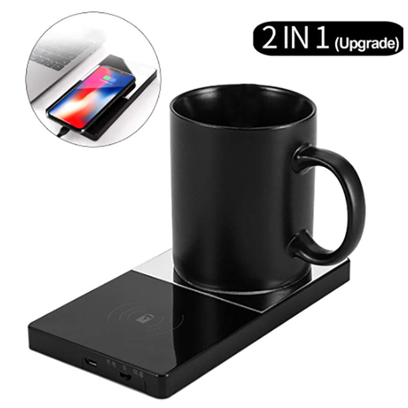 2 In 1 Heating Mug Cup Warmer Electric Wireless Charger For Home Office Coffee Milk Secondary image