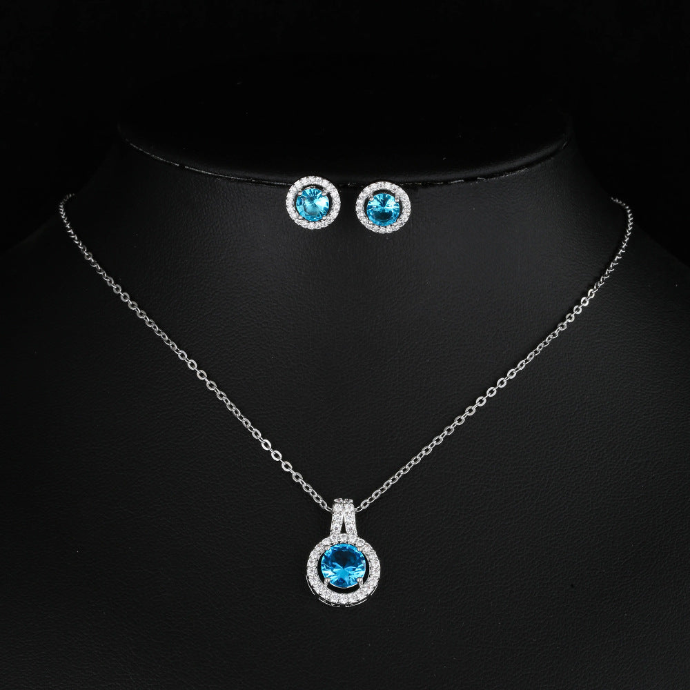 Two-piece Zircon Disc Necklace Set
