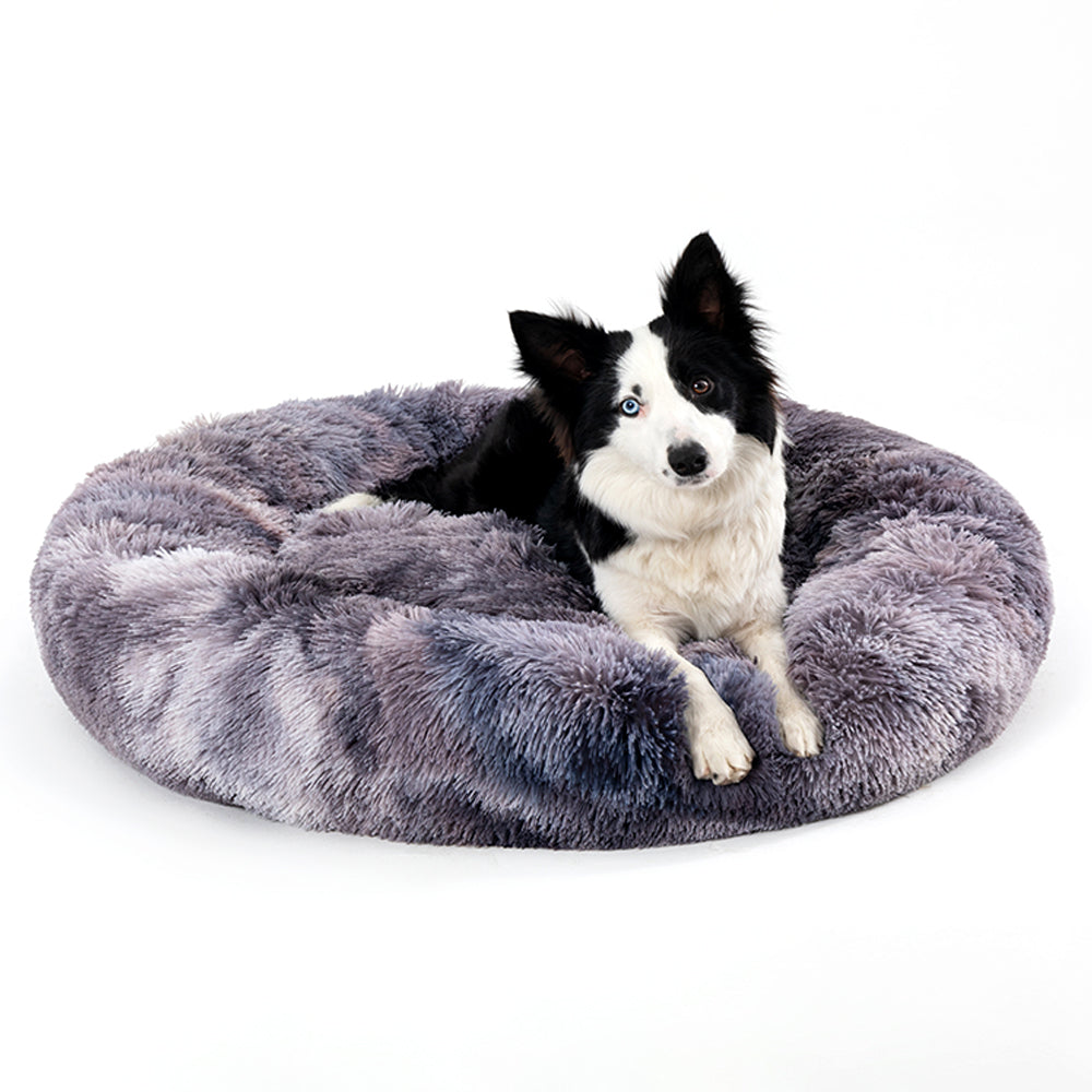 Fluffy Donut Dog Bed  Warm Soft Long Plush Pet Cushion Dog House Cat  Bed Washable Pet Sofa Mat Calming Samll Large Dog Beds Main image
