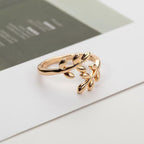 1 Piece Leaf Ring, Laurel Leaf Finger Jewelry For Women, Polished Hollow Pinky Ring, Perfect Gift For Her