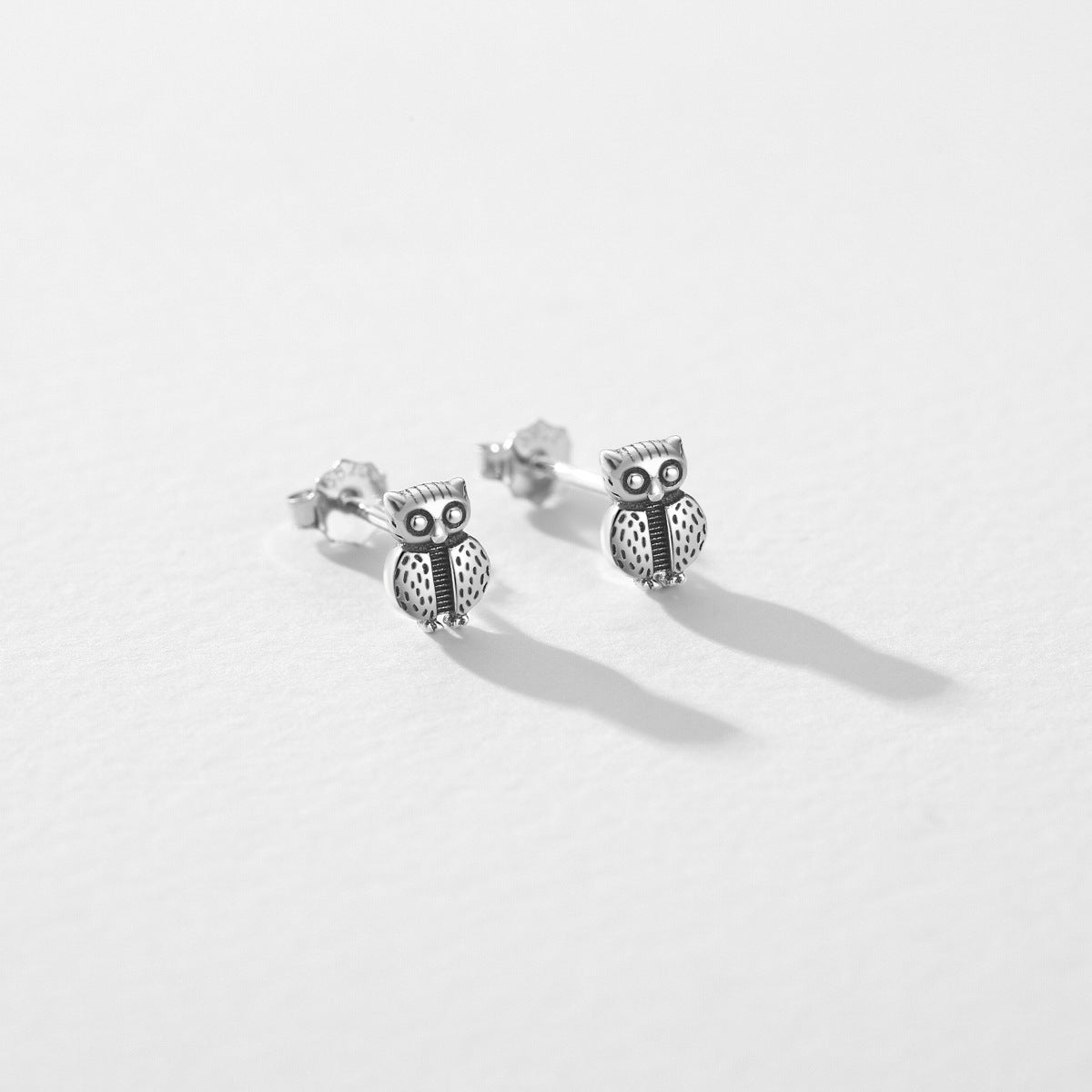 S925 Sterling Silver Creative Design Cute Owl Stud Earrings For Women