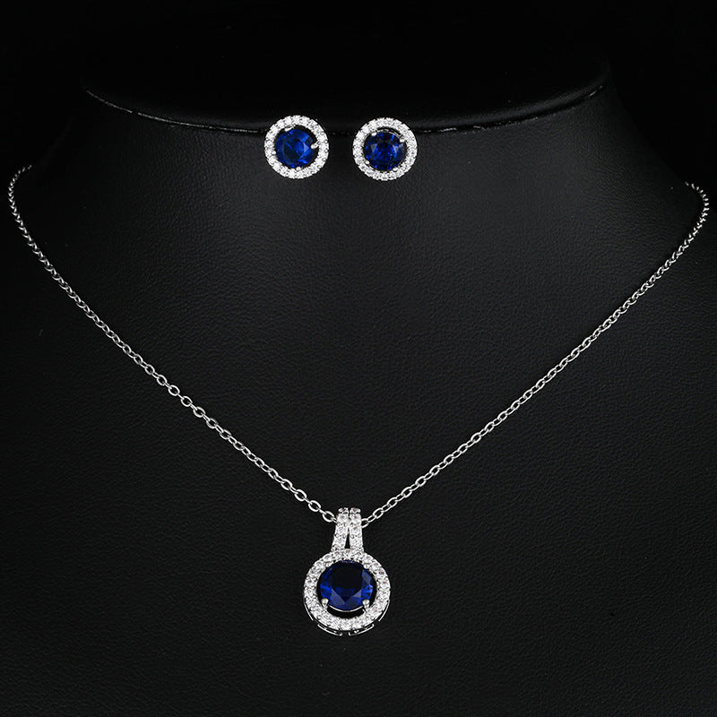 Two-piece Zircon Disc Necklace Set