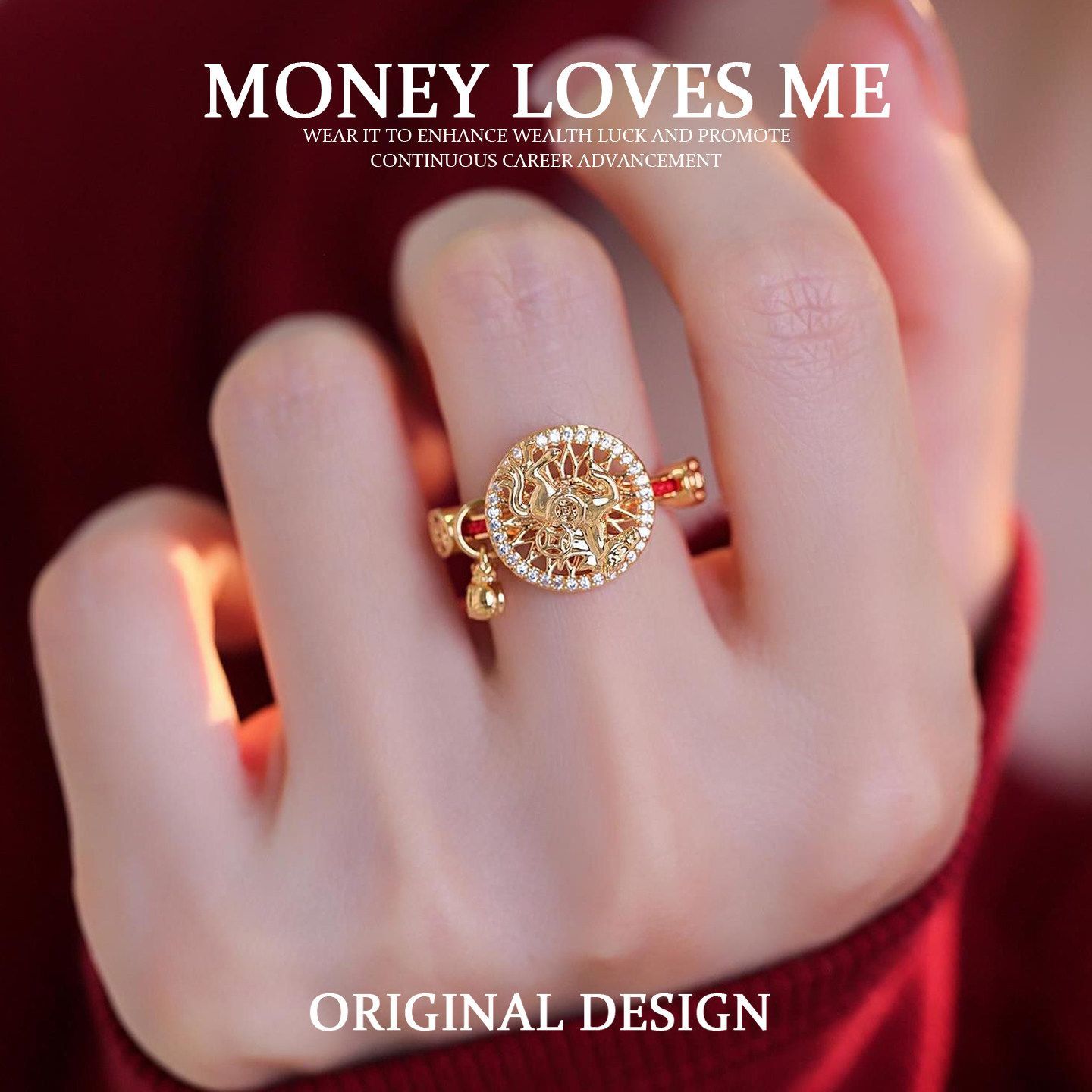 2026 New Year Light Luxury Zodiac Horse Ring, Rotatable  Adjustable Band