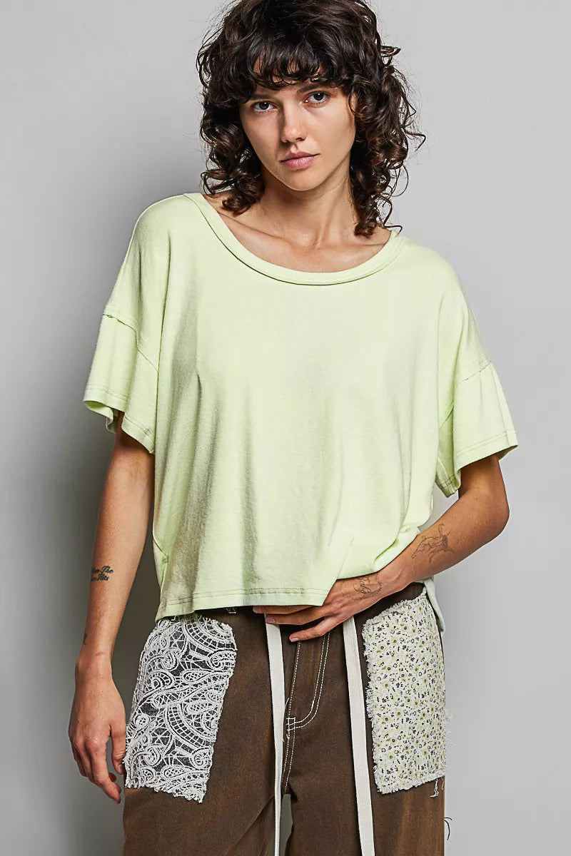 POL Round Neck Short Sleeve T-Shirt with High Low Hem Secondary image