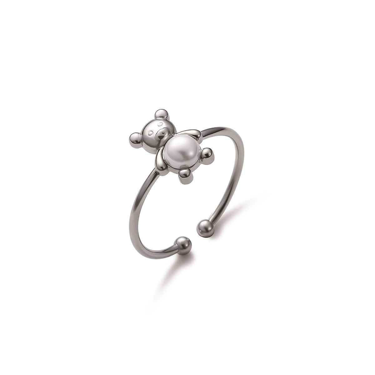 1 Piece Stainless Steel Bear Open Ring, Dainty & Exquisite Fashion Jewelry, Cute Style Accessory, Perfect For Daily Matching & Bestie Gifting