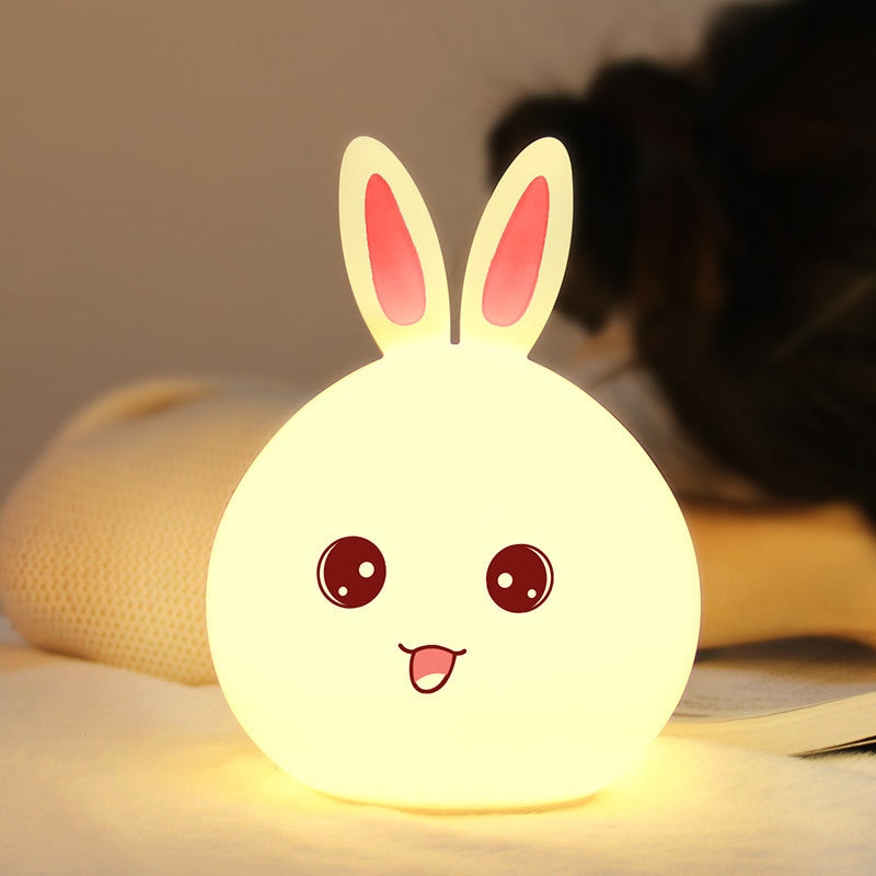 Cute Night Light Animal Rabbit Night lamps Touch Sensor Silicone LED Colorful Lights Main image