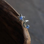 Natural Grey Moonstone Star Earrings, S925 Pure