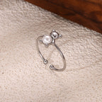 1 Piece Stainless Steel Bear Open Ring, Dainty & Exquisite Fashion Jewelry, Cute Style Accessory, Perfect For Daily Matching & Bestie Gifting