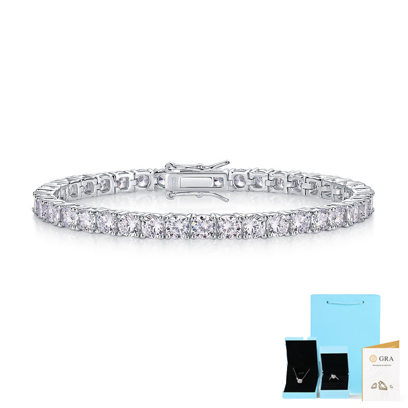 0.3-carat Luxury And Fashionable Light Luxury Trend Jewelry Silver Bracelet Set With Top-quality Moissanite, S925 Silver Electroplated Platinum
