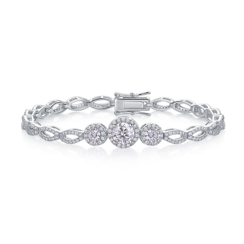 1-carat Luxury And Fashionable Light Luxury Trend Jewelry Silver Bracelet Set With Top-quality Moissanite, S925 Silver Electroplated Platinum Main image