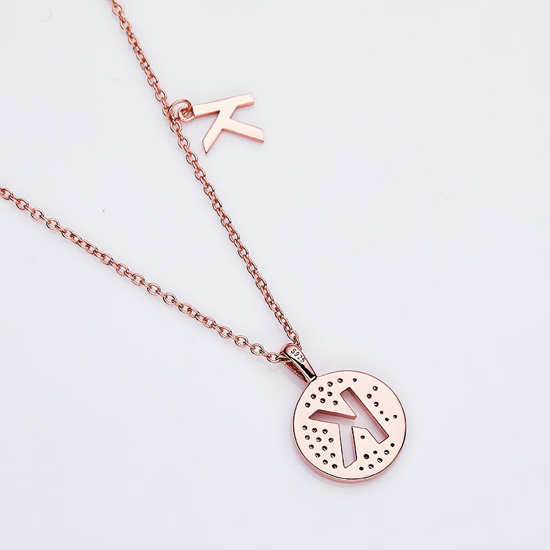 One Of The 26 Letters, K, Set With Top-quality Moissanite, Luxurious And Fashionable Light Luxury Trend Jewelry, Silver Necklace Pendant S925 Silver Electroplated Rose Gold Secondary image