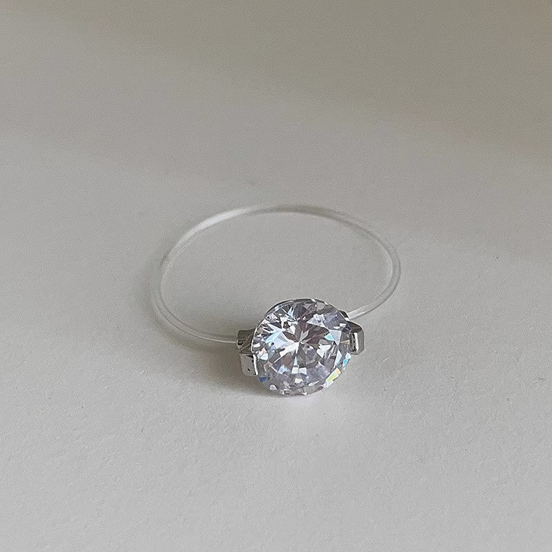 Light-luxury Transparent-thread Invisible Mermaid-tear Ring For Women