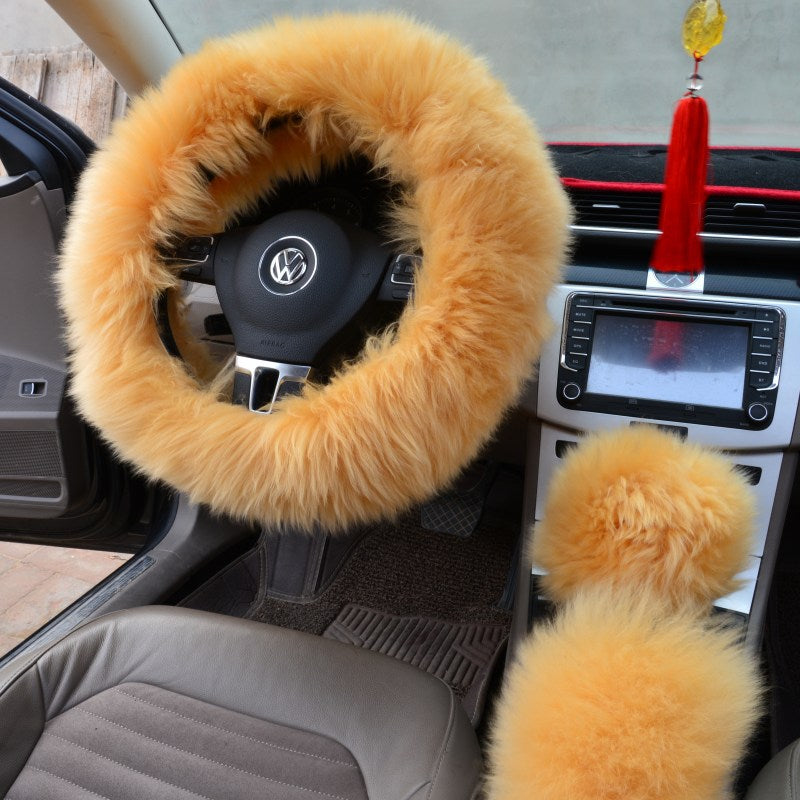 Three-piece wool steering wheel cover Secondary image