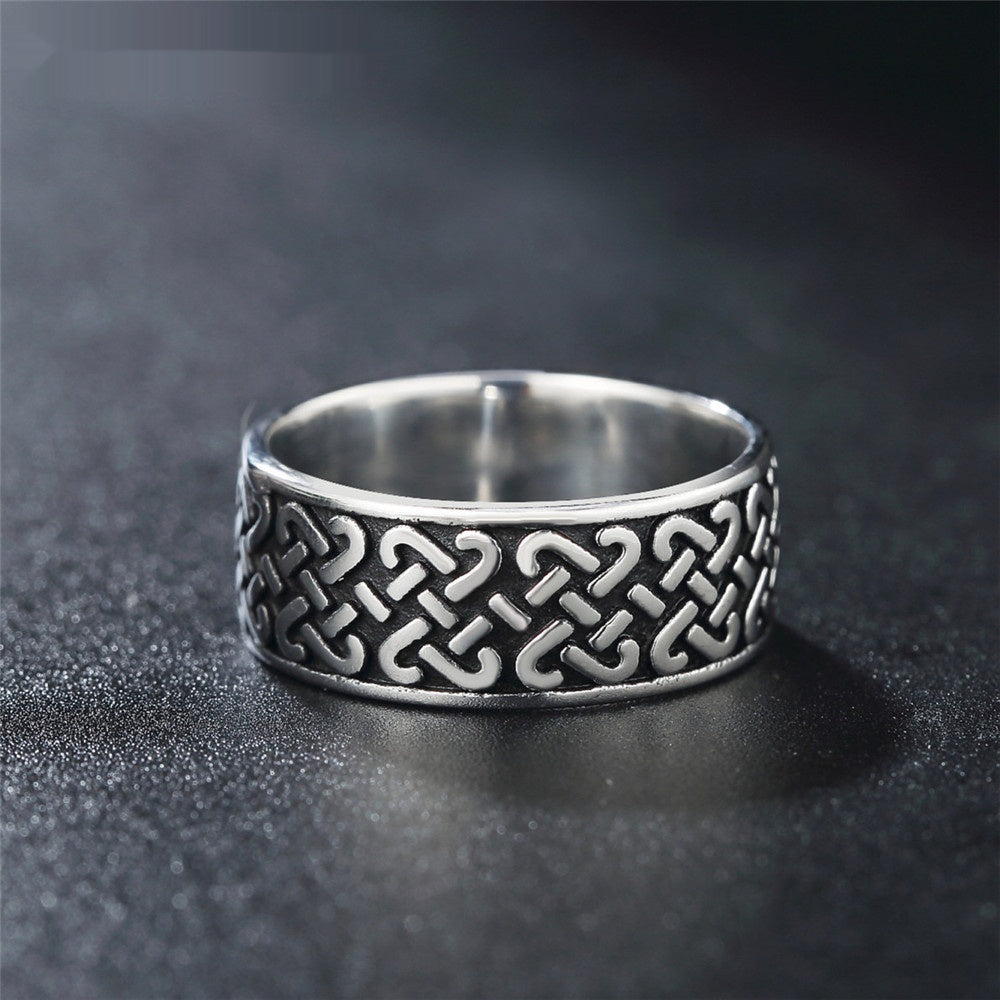 Mens Titanium Steel Ring With A Personalized, Retro, And Minimalist Pattern