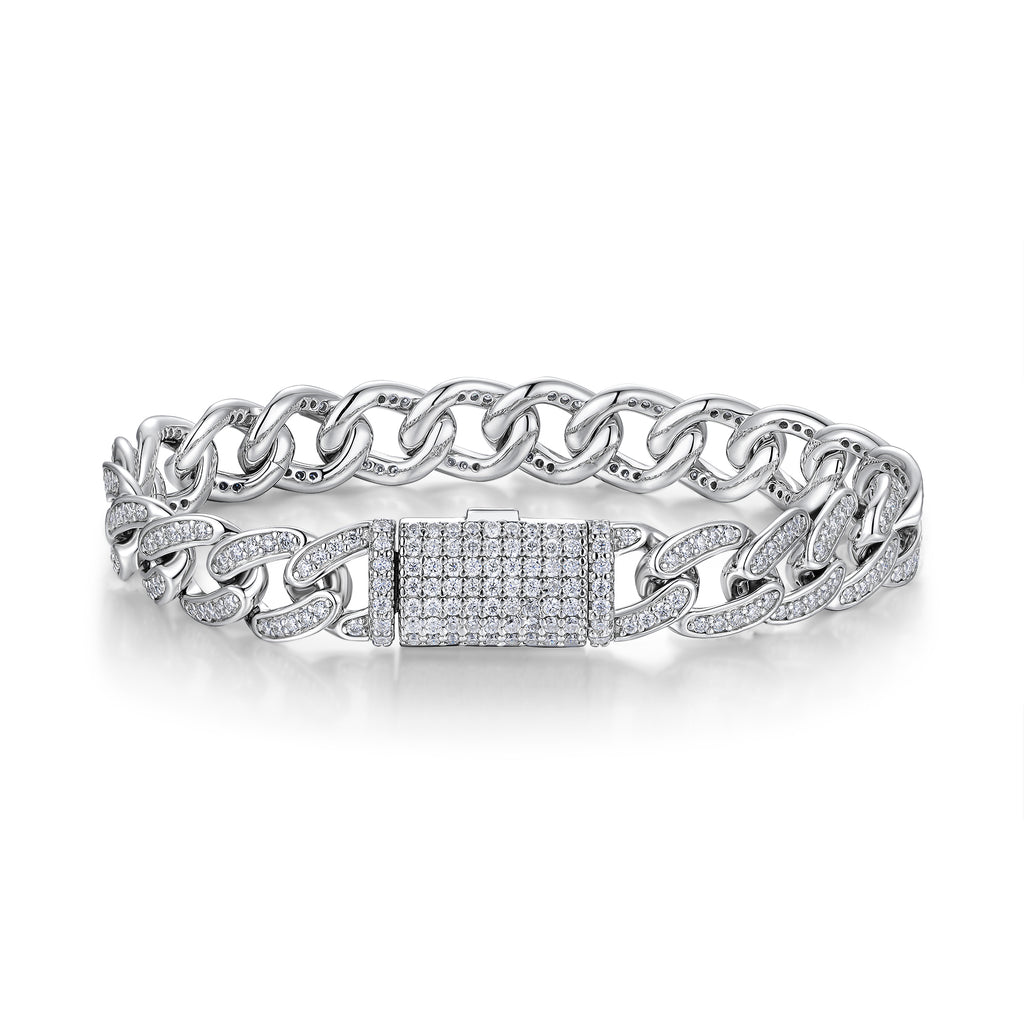Set With Top-quality Moissanite, This Luxurious And Fashionable Light Luxury Jewelry Silver Bracelet Is Made Of S925 Silver Electroplated With Platinum