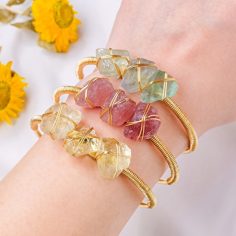 Natural Crystal Raw Stone Wire-wrapped Bracelet Main image