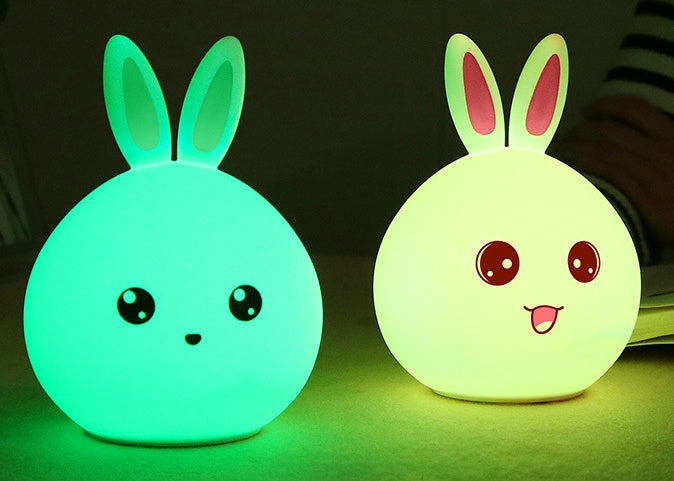 Cute Night Light Animal Rabbit Night lamps Touch Sensor Silicone LED Colorful Lights Secondary image