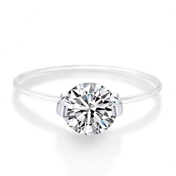 Light-luxury Transparent-thread Invisible Mermaid-tear Ring For Women