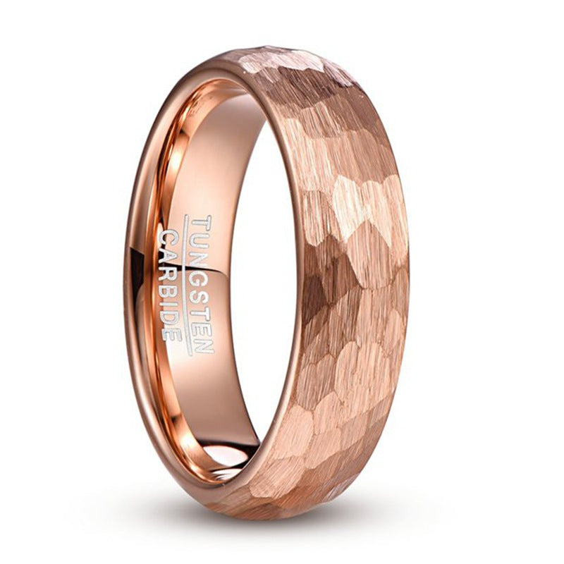 6mm-wide Rose Gold Faceted Ring Main image