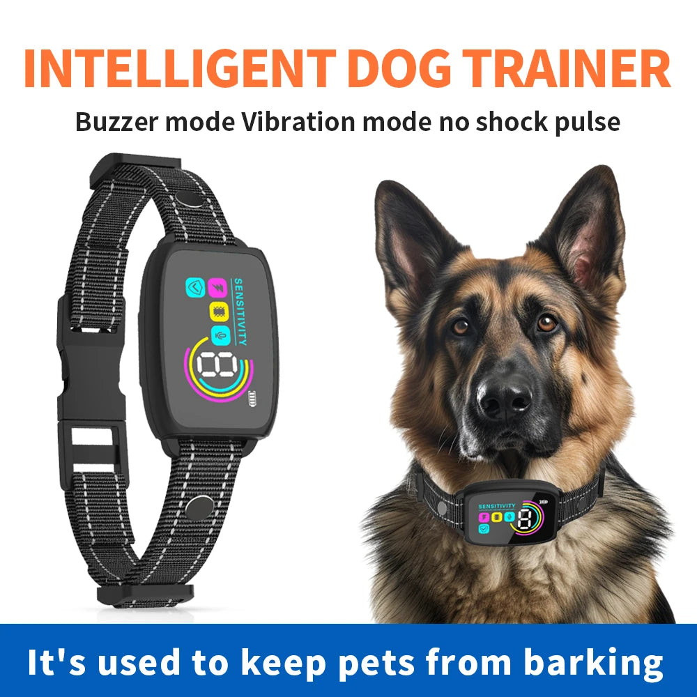 Smart Automatic Anti Barking Dog Collar Rechargeable Bark Stopper Stop Barking HD Digital Display IP67 Waterproof Collar For Dogs Pet Products Main image