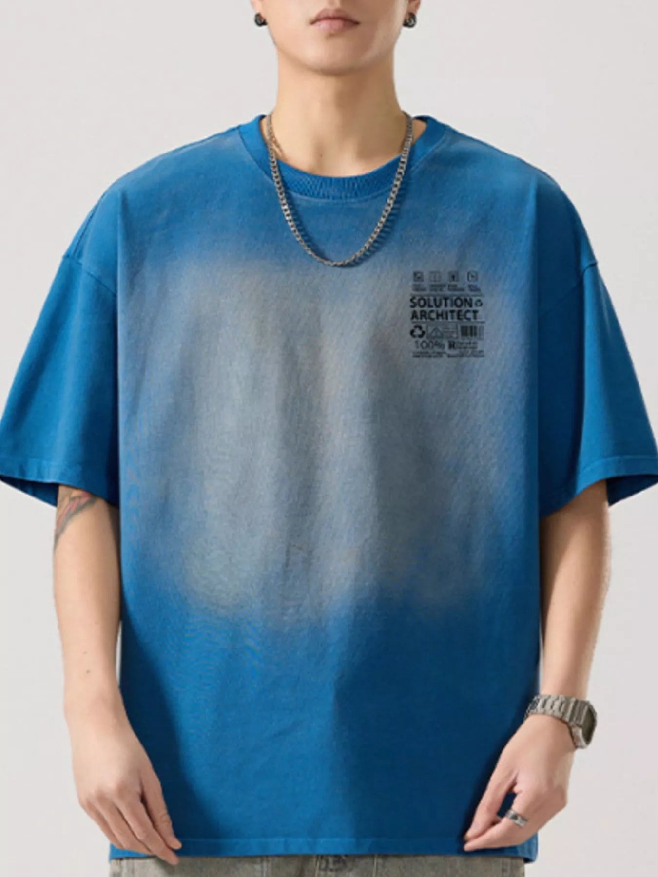 Men's Full Size Round Neck Oversized T-Shirt Plus Size Secondary image