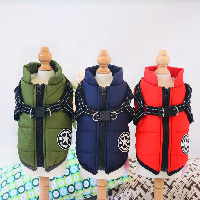 Waterproof Dog Clothes Winter Dog Coat With Harness Warm Pet Clothing Big Dog Jacket Chihuahua Labrador Coat Costume Main image