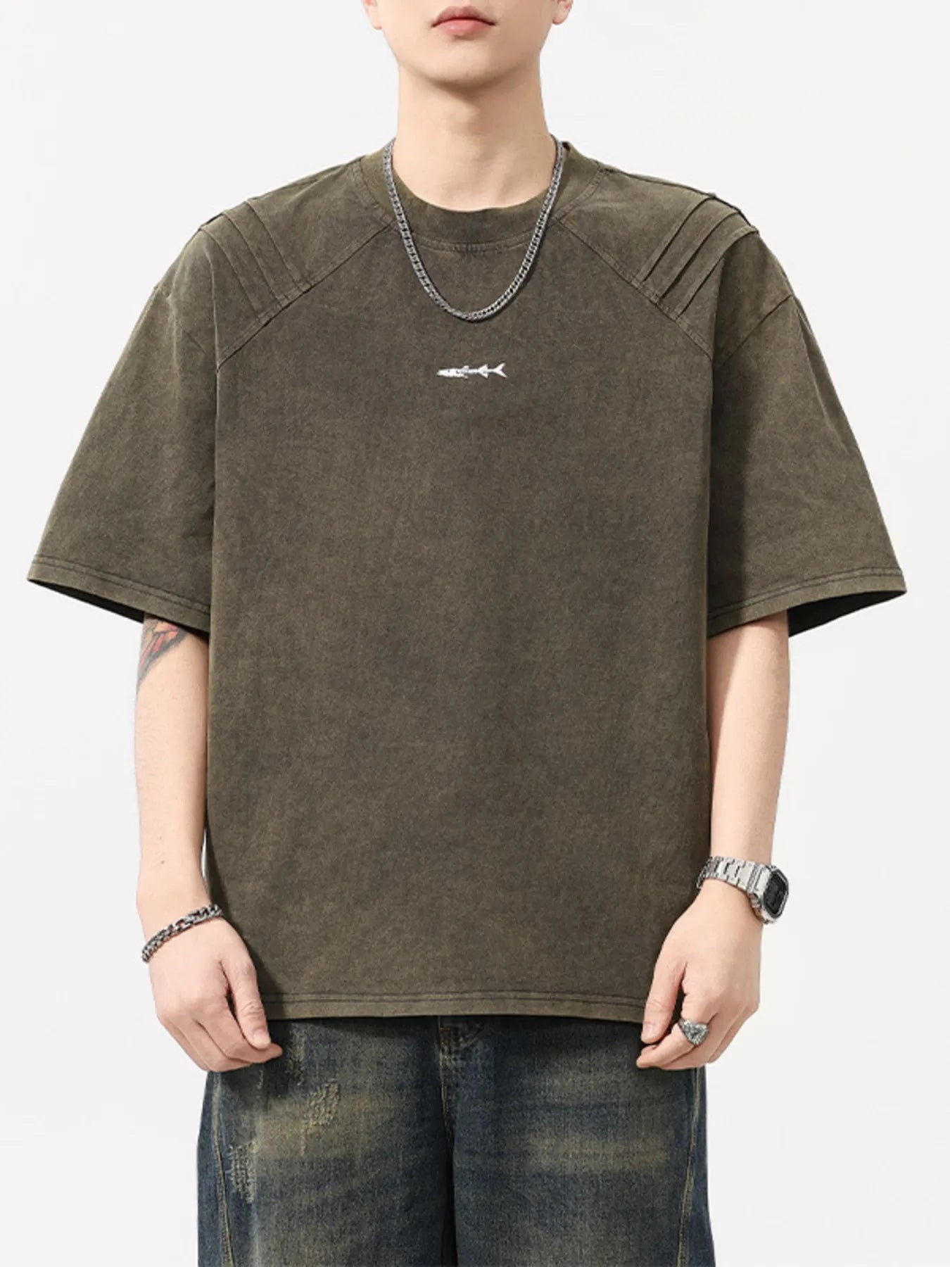 Men's Plus Size Vintage Washed Round Neck Tee Secondary image