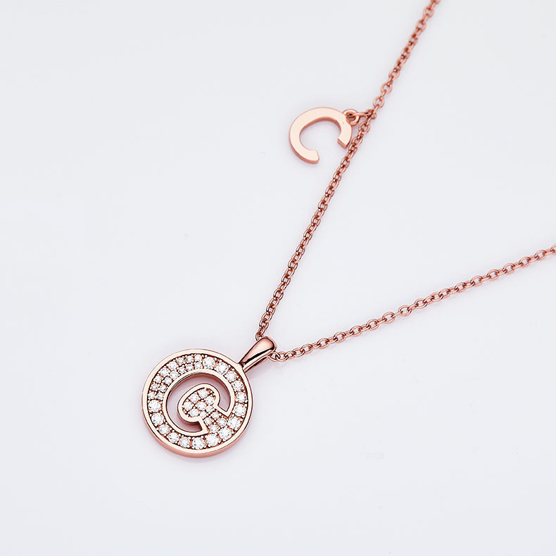 One Of The 26 Letters, C, Set With Top-quality Moissanite, Luxurious And Fashionable Light Luxury Trend Jewelry, Silver Necklace Pendant S925 Silver Electroplated Rose Gold Secondary image