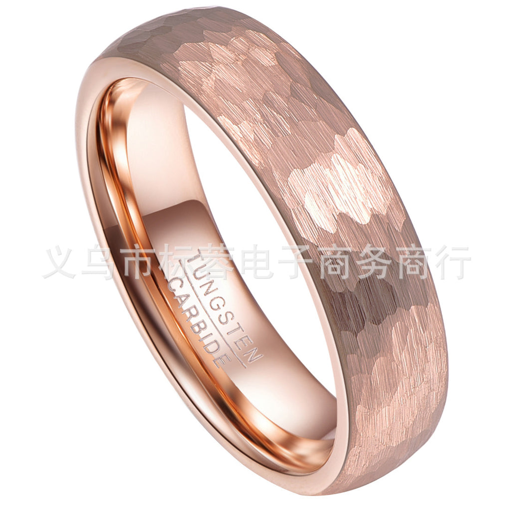 6mm-wide Rose Gold Faceted Ring