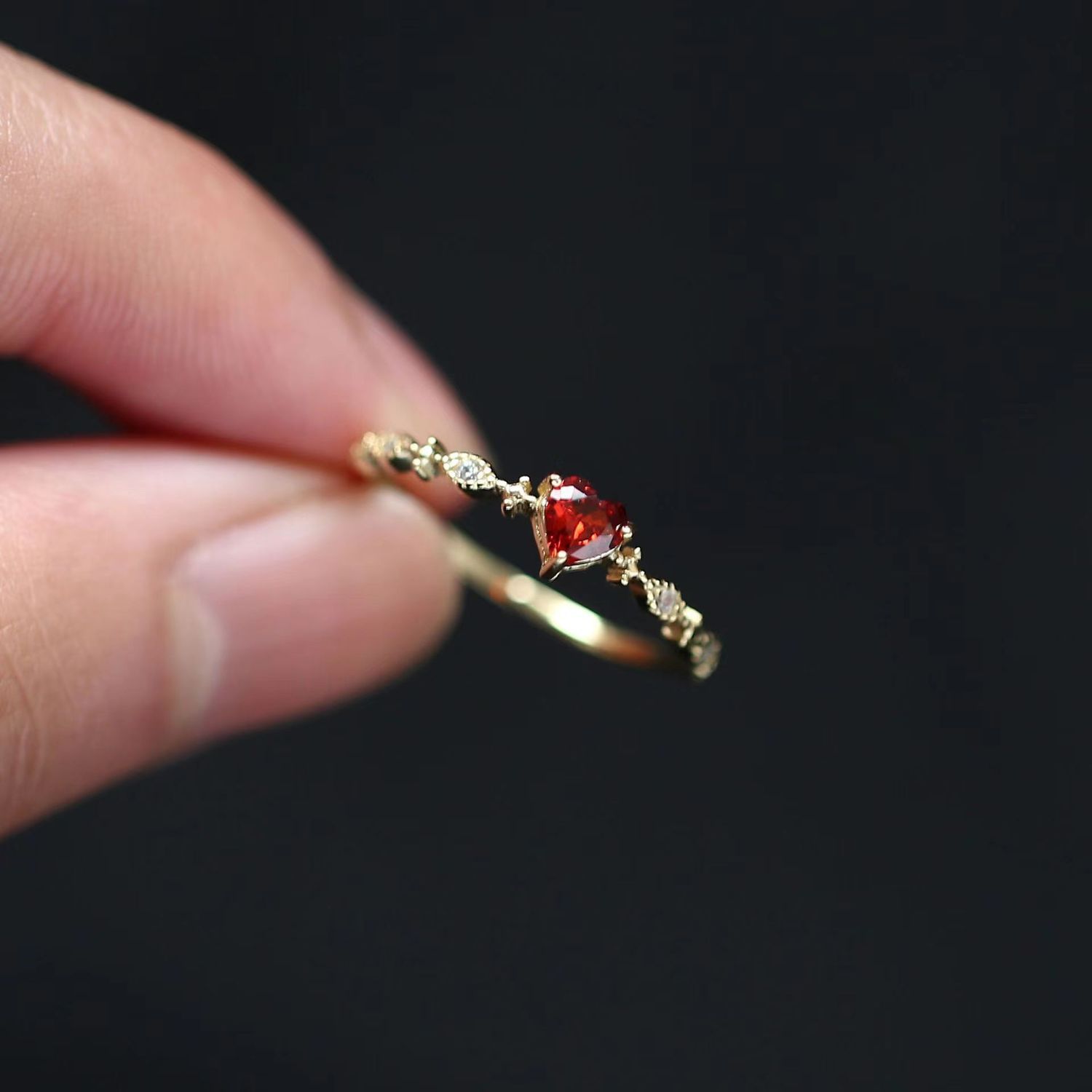 Womens Red Zircon Ring Japanese Style Main image