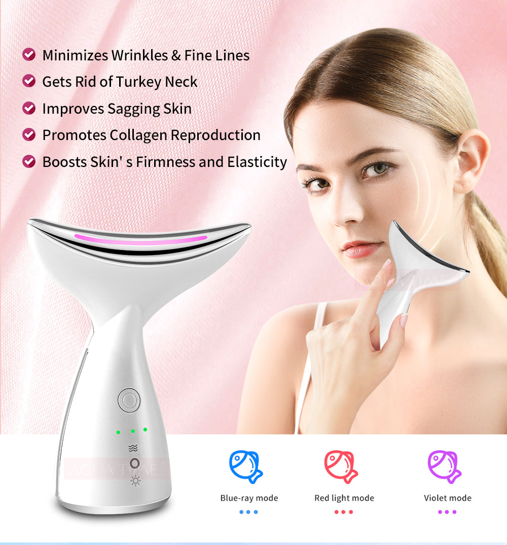 EMS Microcurrent Neck Face Beauty Device With 3 Colors LED Photon Therapy Skin Tighten Reduce Double Chin Face Lifting Devices Main image