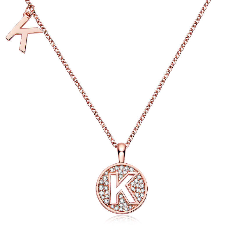One Of The 26 Letters, K, Set With Top-quality Moissanite, Luxurious And Fashionable Light Luxury Trend Jewelry, Silver Necklace Pendant S925 Silver Electroplated Rose Gold Main image